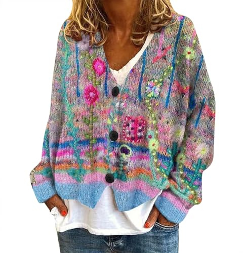 Übergangsjacke Damen Große Größen Casual Mantel Jacke Strickjacke Pullover Paar
