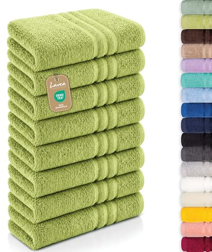 Lavea® 8er Set Handtücher 50x100 cm - Lindgrün | Elena Frottiererie, 100% Baumwolle, Saugstark & Weich, Handtücher Set, Waschbar, Gäste Handtücher, Frottierhandtuch