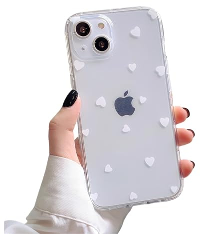 Bakicey für iPhone 12MINI Hülle für iPhone 12MINI Transparent Dinosaurier Muster Weiche Silikon Handyhülle Fallschutz TPU Schutzhülle Case Cover für iPhone 12MINI,Herz Weiß