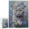 Britische Kurzhaar-Katze mit Blume, Ölgemälde, 500-teiliges Puzzle für Erwachsene, Puzzle mit verspielten Hundebegleitern, Holz, personalisierbar