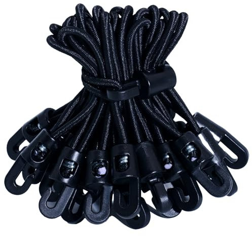 YUNSHANGHE Lot de 50 tendeurs en caoutchouc avec crochets, 10 cm, avec crochets, multifonctions, pour bâches, affiches, tentes, bannières, pavillons, noirs