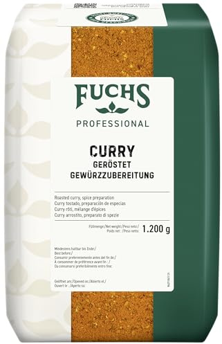 Fuchs Professional - Curry rôti, mélange d'épices | 1,2 kg dans un sac | poudre de curry à saveur torréfiée | Pour les consommateurs en vrac et la gastronomie