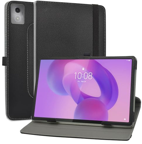 MAMA MOUTH Kompatibel mit Lenovo Idea Tab Pro 12.7 hülle,360° Drehbarer Stand Cover Premium Schutzhülle Tasche Etui mit Ständerfunktion Case für Lenovo Idea Tab Pro TB373FU 12.7 Zoll Tablet,Schwarz