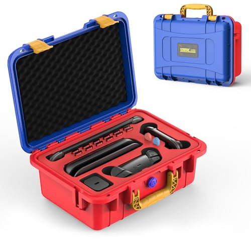 Hartschalen Tasche für Nintendo Switch 2, Professional Deluxe IP67 wasserdicht, weich gefütterte Hartschalen Tragetasche für Nintendo Switch 2 Console Pro Controller und Zubehör (Rot & Blau)