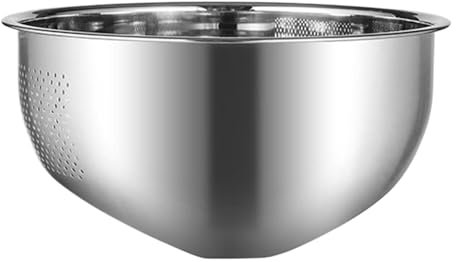 Rice Strainer - Stainless Steel Fruit Washer with Slanted Base - Fruit & Rinse, Pasta Drain, Cooking & Preparing