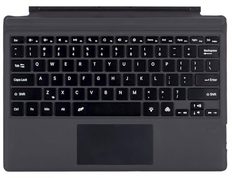 Bluetooth Keyboard for Microsoft Surface Pro 7+ Pro 7 Pro 6 Pro 5 Pro 4 Pro 3 Generation, SIM Signature Keyboard with Trackpad, USB Charging, German (Grey, No Backlight)