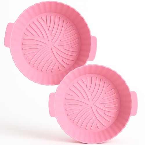 VAZCAN® Molde Silicona Freidora de Aire Redondo – Accesorio Reutilizable para Air Fryer Compatible con Cecotec, Cosori, Philips – 20 cm – Apto Microondas, Horno y Lavavajillas (Rosa)