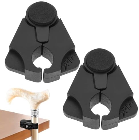 Hongoen 2 Stück Gehstockhalter für Tisch,Stockhalter Gehstockhalter für Tisch,Krückenhalter,Schwarz Stockhalter Gehstockhalter,Stockhalter Für Rollstuhl,Stockhalter Für Rollator für Gehstöcke Krücken