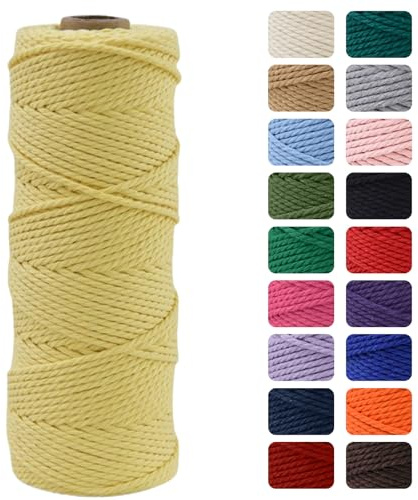 MOMAHUA 3 mm makramé snöre 100 m gult kemifritt rep för DIY-hantverk, heminredning och presentförpackning, jul och bröllopsdekorationer