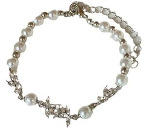 crayfomo Petal Pearl Bracelet Fashionable Freshwater Pearl Bracelet Leaf Vine Vintage Style Jewelry Gift for Women