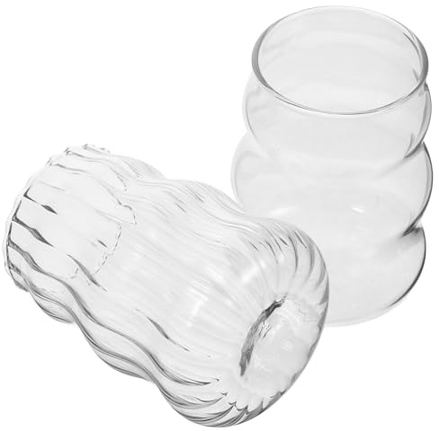 DECORNIJIA 2 pezzi Bicchieri in Vetro Trasparenti e Resistenti per Latte Succhi e Cocktail Design Unico e Bar