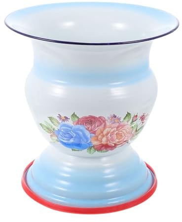Gatuida Dekorativer Vintage Urintopf Mit Hohem Fuß Emaille Nachttopf Bettpfanne Rutschfester Rand Langlebiger Spülmaschinenfester Urineimer Für Zuhause Und Pflege