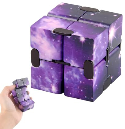KYLOS 1 Pièce Fidget Cube, Infinity Cube Décompression Anti-Stress, Jouet Sensoriel Pour Bureau Et Adulte En Violet Étoilé, 8Cm Longueur 4Cm Largeur 2Cm Hauteur