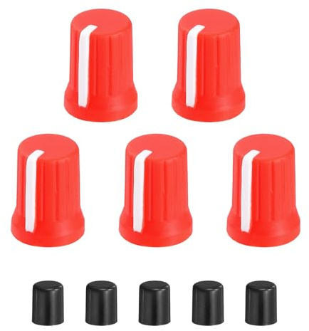 QUARKZMAN 5Stk Potentiometer Drehknöpfe D-Welle Ersatz Gummi Potentiometer Regelknopf Ersatz Druckstangenkappe Für DJ Controller Mischpult Encoder Lautsprecher Rot Weiß