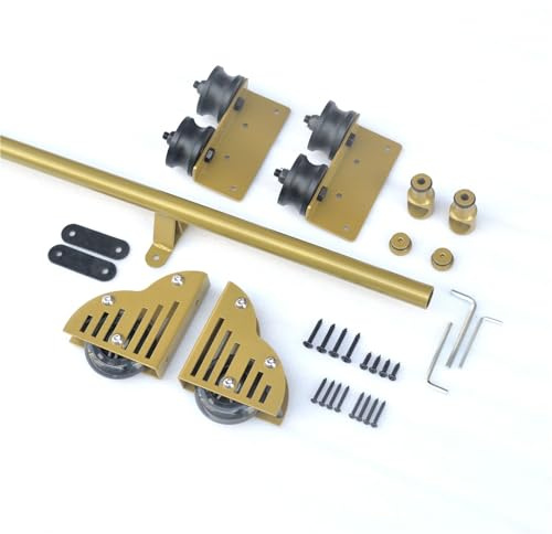 Rollbare Bibliotheksleiter-Bausatz 4FT/1,22m verschiebbare Bibliotheksleiter, goldenes Hardware-Kit, Bodenrad mit Bremse, Keine Leiter
