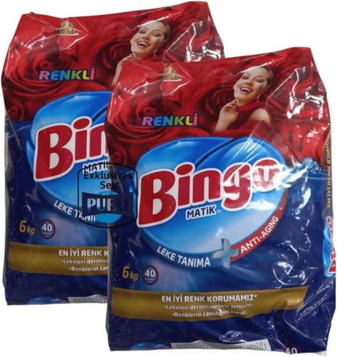 Bingo Waschpulver für Buntwäsche – Farbpflege-Pulverwaschmittel im 2er Pack 2 × 6 kg | Effektive Fleckenentfernung & schonender Farbschutz