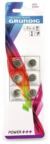 Grundig Knopfzelle Batterie AG13 (LR44, A76, E76, 357, G13, V13GA, GP76A) 6er Pack Alkaline im Blister