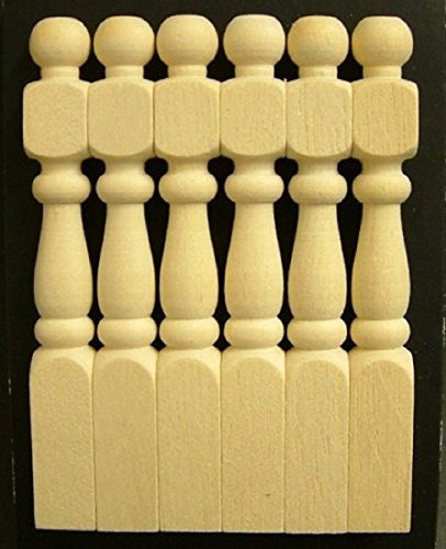 Melody Jane Puppenhaus 6 Naturholz Gedrehte Geländer Pfosten Miniatur 1:12 Maßstab