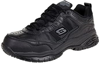 Skechers Men's Soft Stride Grinnel M Industrial Shoe, Black Leather/Black Mesh, 10.5 UK