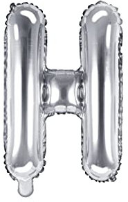 PartyDeco Folienballon Mylar Form Buchstabe H Silber 35 cm Geburtstag Erwachsene Kinder