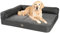 JAMAXX Premium 2-in-1 Hunde-Sofa - Orthopädische Memory Visco Füllung, Abnehmbare Polster und Bezug Waschbar, Hochwertiger Stoff Lammfell/Sherpa, PDB3014 (L) 120x90 anthrazit