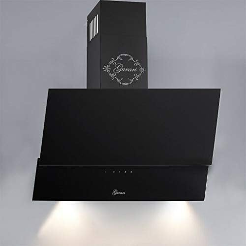 Gurari 268.8 - Campana extractora de pared, 80 cm, de lujo, fabricante Gurari, 3 velocidades, 1000 m3/h, LED, Hotte, Timer, negro, recirculación posible, ClearTouch Control y mando a distancia