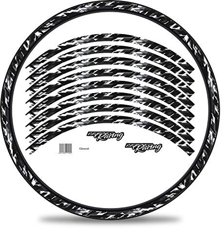 16-teiliges Set Felgenrandaufkleber Sticker für Fahrrad Felgen im Future Design Komplett Set für 27 29 für Rennrad Mountainbike MTB Laufrad RX026 (Weiß, Glanz)