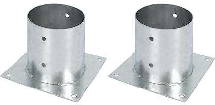Alberts 212599 Aufschraubhülse | für Rund- oder Vierkantholzpfosten | feuerverzinkt | Ø141 mm | 2er Set