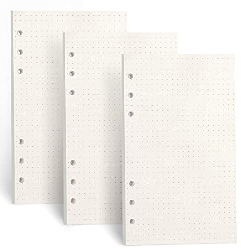 FYY 3 Packungen A6 Papier Punktraster, Refill Paper 135 Blätter (270 Seiten) für 6 Ring Binder Notizbuch,Nachfülleinlagen für Filofax A6,Notizen,Tagbuch,Skizze,Bullet Journal,Malerei (Gepunktet)