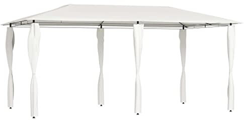 Pavillon mit Stangen, beschichtet, 3 x 6 x 2,6 m, Creme 160 g/m²