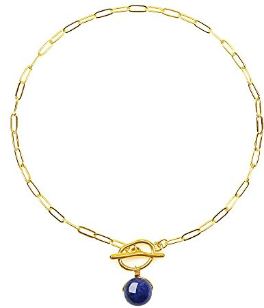 COAI Geschenkideen Damen Gliederkette mit Knebelverschluss und Lapislazuli Perle Anhänger