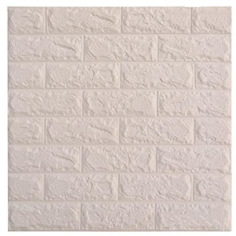 XiinxiGo Papier Imitation Brique Papier Peint Autocollant Stéréoscopique de Pierre de Papier Peint de Brique Imperméable pour Décoration de Sofa de Mur de TV,Blanche,4Pièce(50 * 50 CM *7MM)