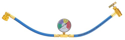 IMIKEYA Tuyau de Remplissage de réfrigérant pour climatiseur R134A protoxyde d'azote avec jauge pour Voiture (1/2 Filetage pour) protoxyde d'azote manometre clim
