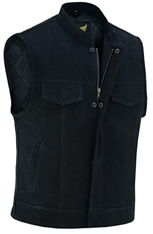 Leatherick SOA Body Warmer pour Homme - Veste en Jean Moto Biker Club avec Doublure Matelassée et Poches Multiples (as4, alpha, x_l, regular, regular)
