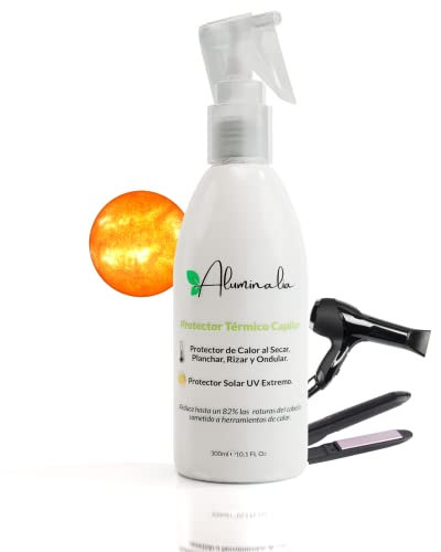 Spray Protector Termico Cabello - Protector de Calor para el Pelo para el uso de Plancha, Secador o Rizadores - Protector Solar Cabello y Radiaciones UV del Sol (300 ml)