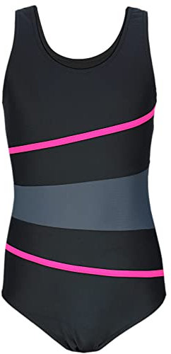 Aquarti Costume da Bagno Intero da Bambina Costumi Ragazze, 026C Nero/Grafite/Amaranto, 164