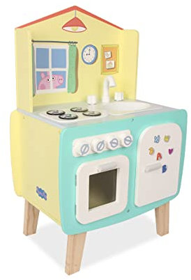 Peppa Pig - Cocina de Madera de Peppa Pig - Cocinita de 1 módulo de diseño único - con Todos los Cantos redodeados para Mayor Seguridad - Tamaño 70X30X45 cm (Deqube 913D00074)