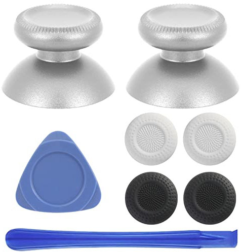 VRbrother 2Pcs Replacement Rocker Metal Analog Joystick Thumbstick Mushroom Caps Repair for Meta Oculus Quest 2 (Silver)