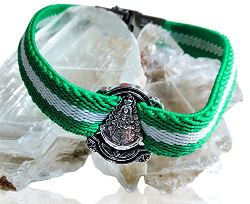 Pulsera Bandera Andalucía para Hombre y Mujer | Brazalete Elástico. Medallas de la Virgen del Rocío. Joyería Rociera fabricada en España. Regalos Originales (Guadiamar)