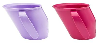 Doidy Doppelpack, 200 ml, Übergang zur Entwöhnung (kein Ventil oder Auslauf), für Babys ab 3 Monaten, offener Becher mit Griffen für einfaches Trinken (Kirschrosa/Lila)