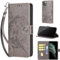for iPhone 11 Pro Case 5.8 Inch, Embossed Premium PU Leather Folio Flip Notebook Wallet Cover Compatible with iPhone 11 Pro Phone Case [Magnet Closure][Kickstand][Card Slots], Gray Flower