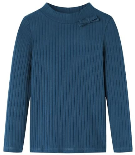 Maglietta per Bambini a Maniche Lunghe a Costine Blu Marino 140