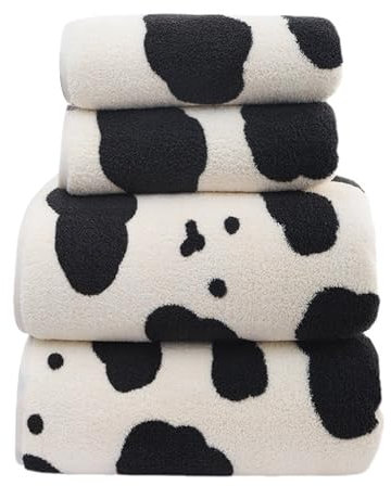 Reheyre Cartoon Cute Cow Print Badetücher, stark wasserabsorbierend, schnell trocknend, Tier Kuh Badetuch Badezimmer Handtuch für Männer, Frauen, Reisen, Schwimmhandtuch+Badetuch