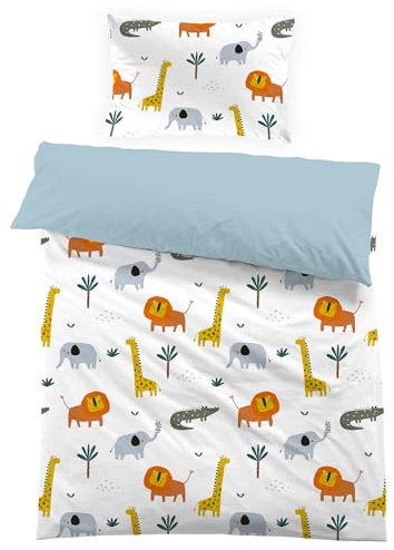 MUSOLEI Bettbezug für Kinder, 120 x 150 cm, Tiermotiv, für Mädchen, Jungen, Bettwäsche für Einzelbett, aus Mikrofaser, Cartoon-Design, 3D-Druck, mit Kissenbezug, 40 x 60 cm, Geschenk für Party