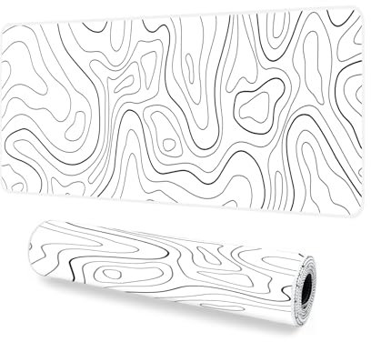 Giecy Gaming Mouse Pad, XXL Keyboard Mouse Mat Desk Pad with Non-Slip Rubber Base for Office & Home Computers, Laptop, Gaming (White Line, 90 x 40 cm)