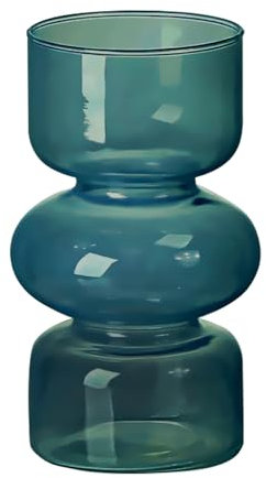 MINGZHE Hydrokulturvase aus Transparentem Glas, 17,8 Cm Große Farbige Glasvase für Blumen, Dreischichtige Blumenvase aus Glas für die Dekoration, Moderne Geometrische Glasvase für(Dunkelgrün)