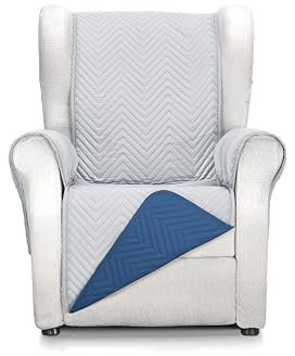 Martina Home Milano Funda Cubre Sofá, Protector para Sofás Acolchado Reversible 1 Plaza/Relax Gris/Azul
