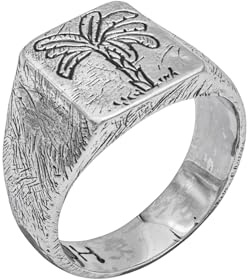 HG HAZE & GLORY Ring Herren 925 Silber Silberring oxidiert | Palme Tropicalization