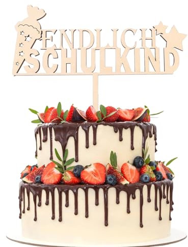 ParPix Einschulung Deko Junge, Deko Einschulung Mädchen Junge, Holz Schulkind Deko, Schulanfang Deko Cake Topper Personalisiert, für Junge Mädchen Kinder Schultag Party Deko Geschenkidee