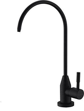 Fonveth Grifo de agua potable, grifo RO negro moderno para sistema de filtro de agua debajo del fregadero, sin espacio de aire, boquilla giratoria de 360 grados